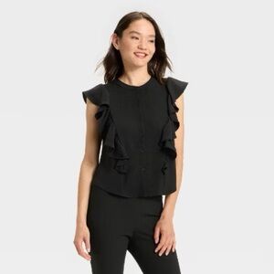 NWT Black Ruffle Blouse